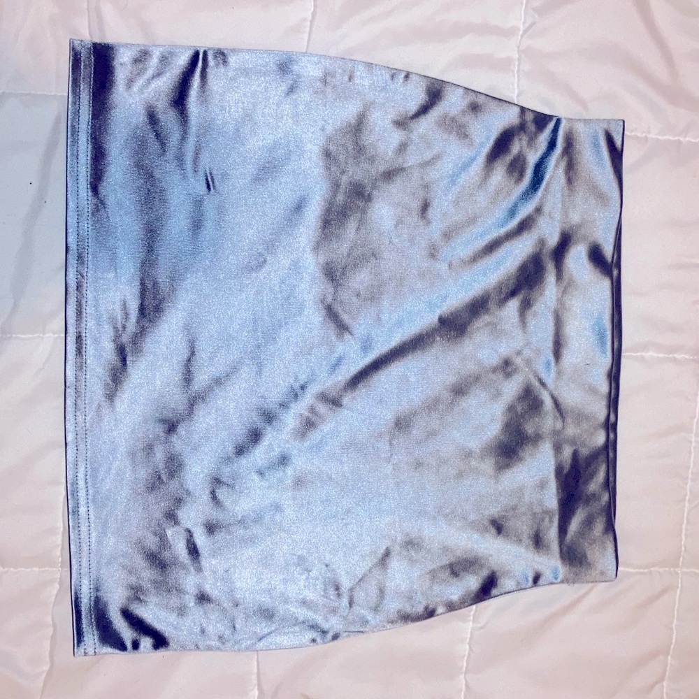 Blue silk mini skirt